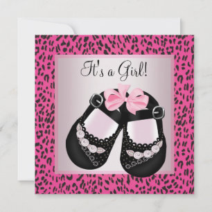 Roze Luipaard Baby Meisje Shower Kaart