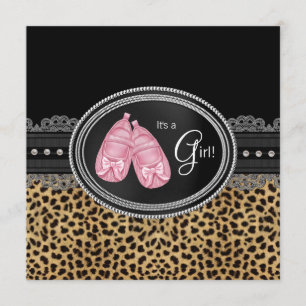 Roze Luipaard Baby Shower Kaart