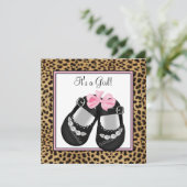Roze Luipaard Baby Shower Kaart (Staand voorkant)
