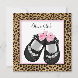 Roze Luipaard Baby Shower Kaart