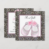 Roze Luipaard Baby Shower Uitnodigingen (Voorkant / Achterkant)