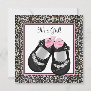 Roze Luipaard Baby Shower Uitnodigingen