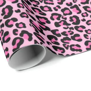 Roze luipaard babypapier voor meisjes cadeaupapier