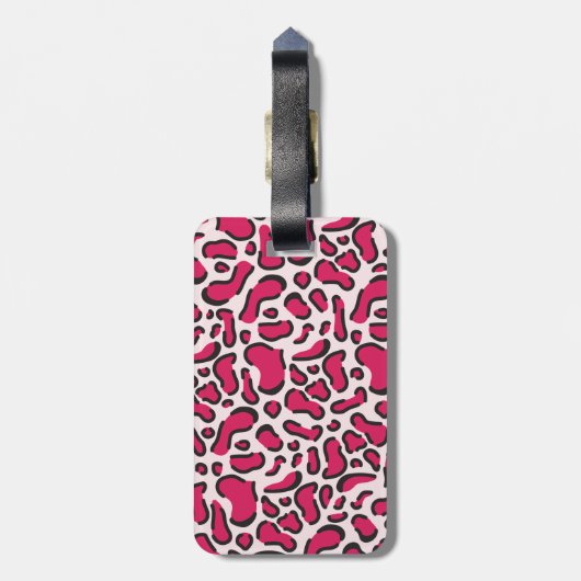 Roze luipaard bagagelabel (Achterkant verticaal)