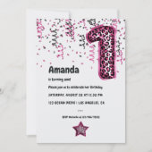 Roze Luipaard Ballon 1e Kerstdag Uitnodiging (Voorkant)