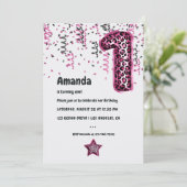 Roze Luipaard Ballon 1e Kerstdag Uitnodiging (Staand voorkant)