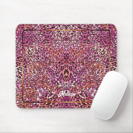 Roze Luipaard Camo Stijl Aangepaste Naam Muismat