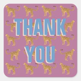 Roze luipaard dank u vierkante sticker