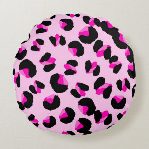 Roze luipaard. Dierlijk huidpatroon. Luipaard. Pan Rond Kussen