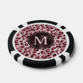Roze Luipaard Dierprint Met Nep Folie Monogram Poker Chips (Enkel)