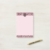 Roze Luipaard Dierprint Met Nep Folie Monogram Post-it® Notes (Op bureau)