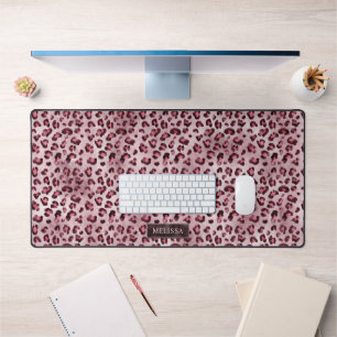 Roze Luipaard Dierprint Met Nepfolie En Naam Bureaumat