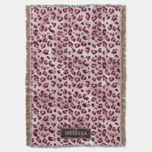 Roze Luipaard Dierprint Met Nepfolie En Naam Deken