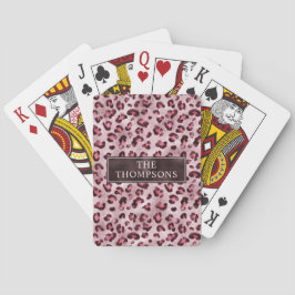 Roze Luipaard Dierprint Met Nepfolie En Naam Pokerkaarten