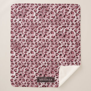 Roze Luipaard Dierprint Met Nepfolie En Naam Sherpa Deken