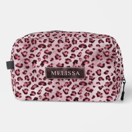 Roze Luipaard Dierprint Met Nepfolie En Naam Toilettasje
