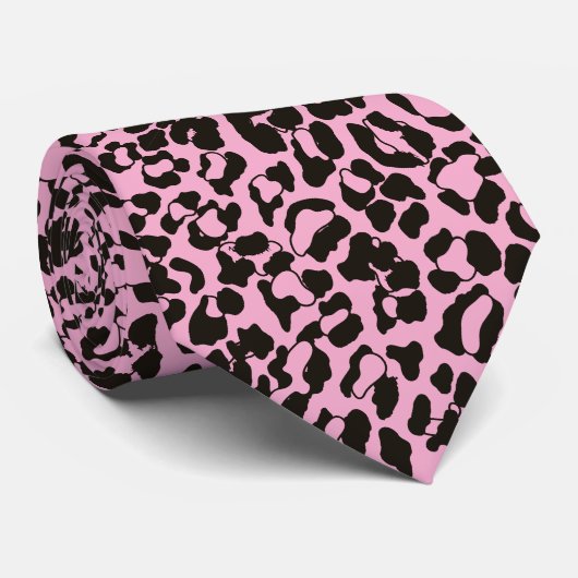 Roze Luipaard Dierprint Stropdas (Opgerold)