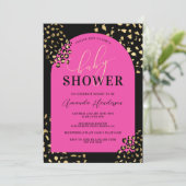 Roze luipaard drukschoeisel Uitnodiging (Staand voorkant)