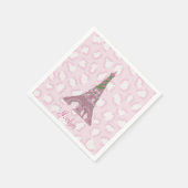Roze Luipaard Eiffeltoren Rozen Servet (Hoek)