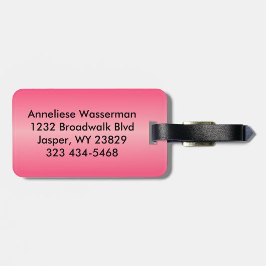 Roze luipaard en Glittery Print Bagagelabel (Achterkant horizontaal)