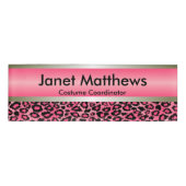 Roze luipaard en goudmetaal naambadge (Voorkant)