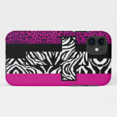 Roze Luipaard en Zebra Dierenprint met Kruis Case-Mate iPhone Case (Achterkant (horizontaal))