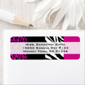 Roze luipaard en Zebra Dierenprint retouradres Etiket (Insitu)