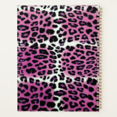 Roze luipaard en zwarte roze strips op maat planner (Achterkant)