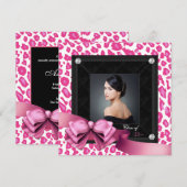 Roze Luipaard Foto Afstudeer Uitnodigingen (Voorkant / Achterkant)