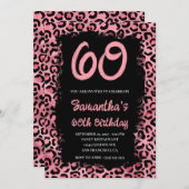 Roze luipaard gekleurd zwart 60e verjaardag kaart (Voorkant / Achterkant)