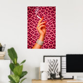 Roze Luipaard Glam Poster, Chic Mode Sigaret Poster (Thuiskantoor)