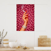 Roze Luipaard Glam Poster, Chic Mode Sigaret Poster (Keuken)