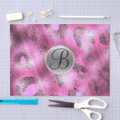 Roze Luipaard Glans Elegant Monogram Letter Initia Tissuepapier (Craft)