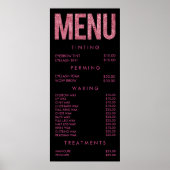 Roze Luipaard Glitter Salon Menu Muur Poster (Voorkant)