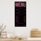 Roze Luipaard Glitter Salon Menu Muurposter Poster (Keuken)