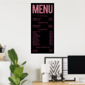 Roze Luipaard Glitter Salon Menu Muurposter Poster (Thuiskantoor)