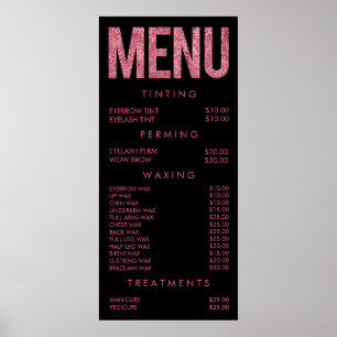 Roze Luipaard Glitter Salon Menu Muurposter Poster
