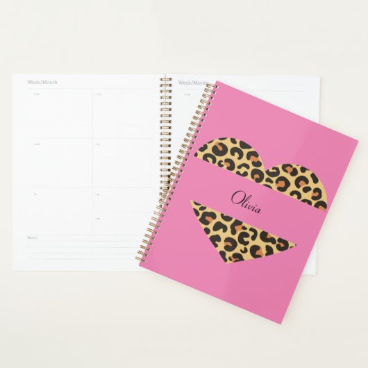 roze luipaard hart aangepaste naam planner (Display)