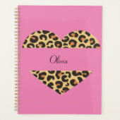 roze luipaard hart aangepaste naam planner (Voorkant)