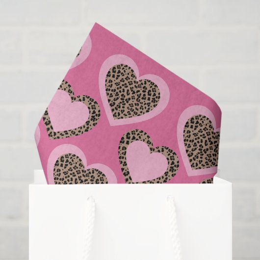 Roze Luipaard Hartjes Feest Tissuepapier (Cadeauzakje)