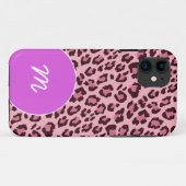 Roze luipaard Huid met monogram Case-Mate iPhone Case (Achterkant (horizontaal))