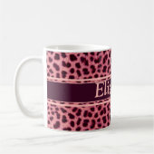 Roze luipaard huidpatroon aanpassen koffiemok (Links)