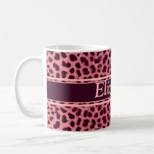 Roze luipaard huidpatroon aanpassen koffiemok (Links)