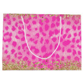 Roze Luipaard Jachtluipaar Dier Goud Glitters Tren Large Cadeautasje (Achterkant)