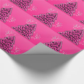 Roze Luipaard Jachtluipaard Kerstboom Cadeaupapier (Hoek)