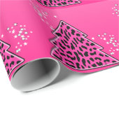 Roze Luipaard Jachtluipaard Kerstboom Cadeaupapier (Rol Hoek)