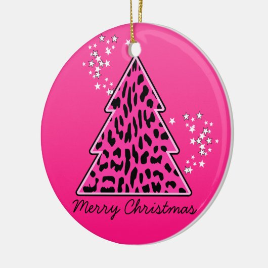 Roze Luipaard Jachtluipaard Kerstboom Keramisch Ornament (Links)
