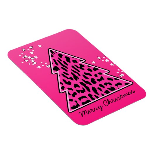 Roze Luipaard Jachtluipaard Kerstboom Magneet (Rechterzijde)