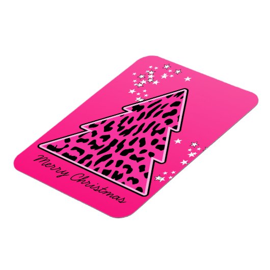 Roze Luipaard Jachtluipaard Kerstboom Magneet (Linkerzijde)