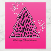 Roze Luipaard Jachtluipaard Kerstboom Wijn Etiket (Enkel label)